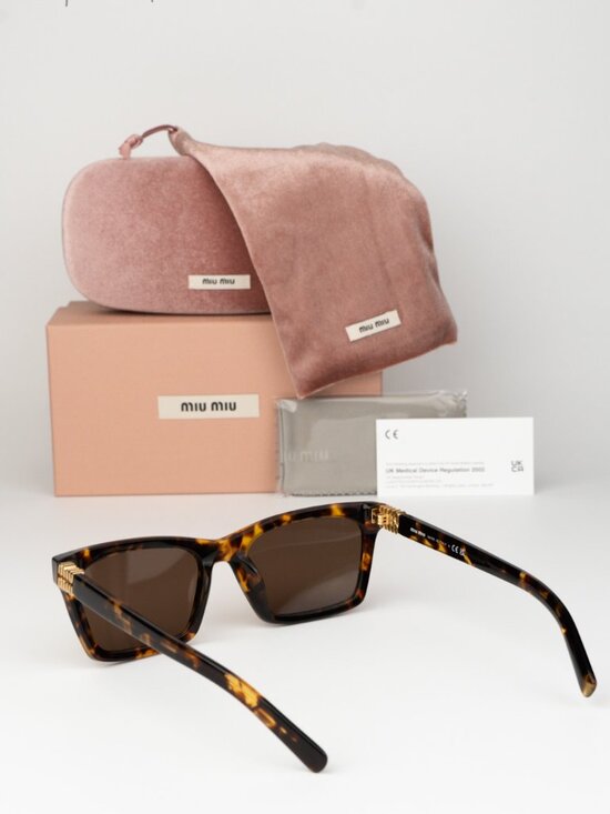 Miu Miu Women Sunglasses Havana Brown Rectangle MUA05S 14L60M NEW AUTHENTIC main image 4